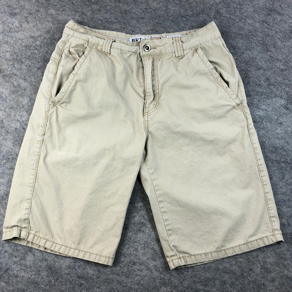 BKE Casuals Mens Khaki Slim Flat Front Chino Shorts Size 33 Waist 23 Outseam